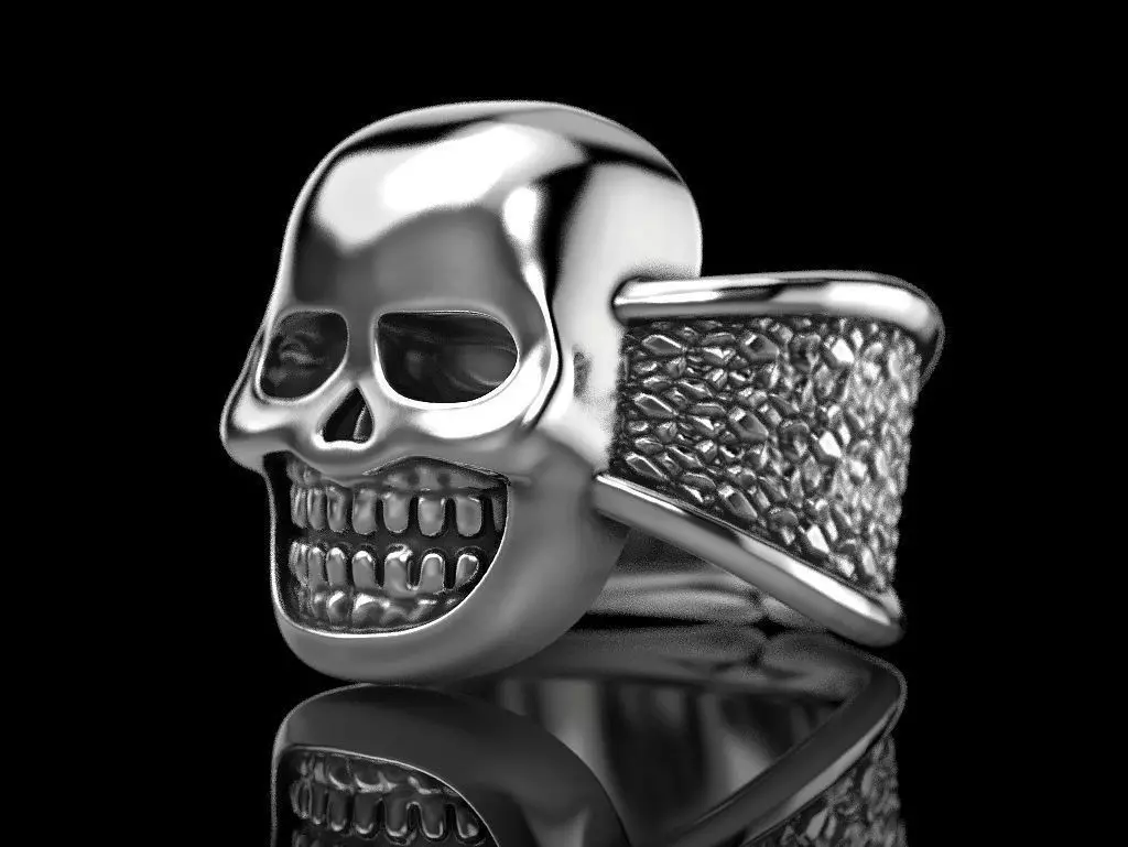 Biker ring with a skull 3D print model