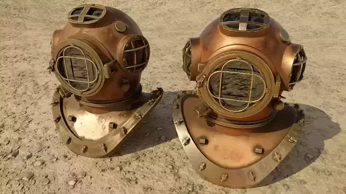Low Poly PBR Diving Helmet Low-poly 3D model