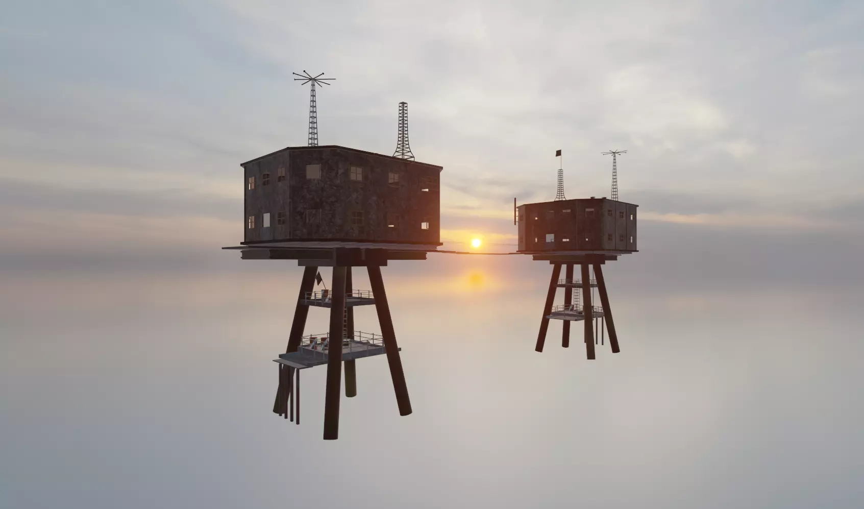 Maunsell Sealand Forts 3D model