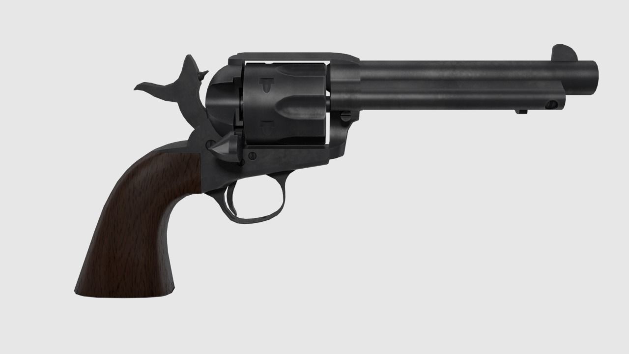 revolver 45  caliber Low-poly 3D model_3
