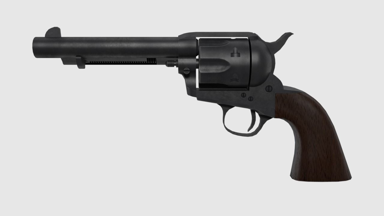 revolver 45  caliber Low-poly 3D model_0