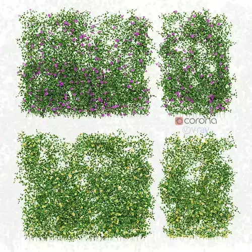 Set of walls of flowers on a grid consisting of 4 models