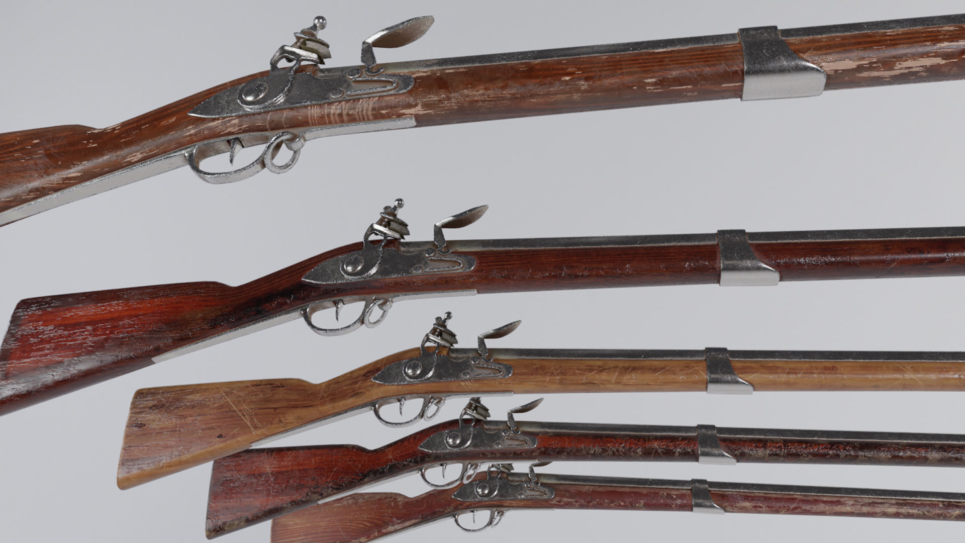 Low Poly PBR Flint Lock Rifle Low-poly 3D model_5