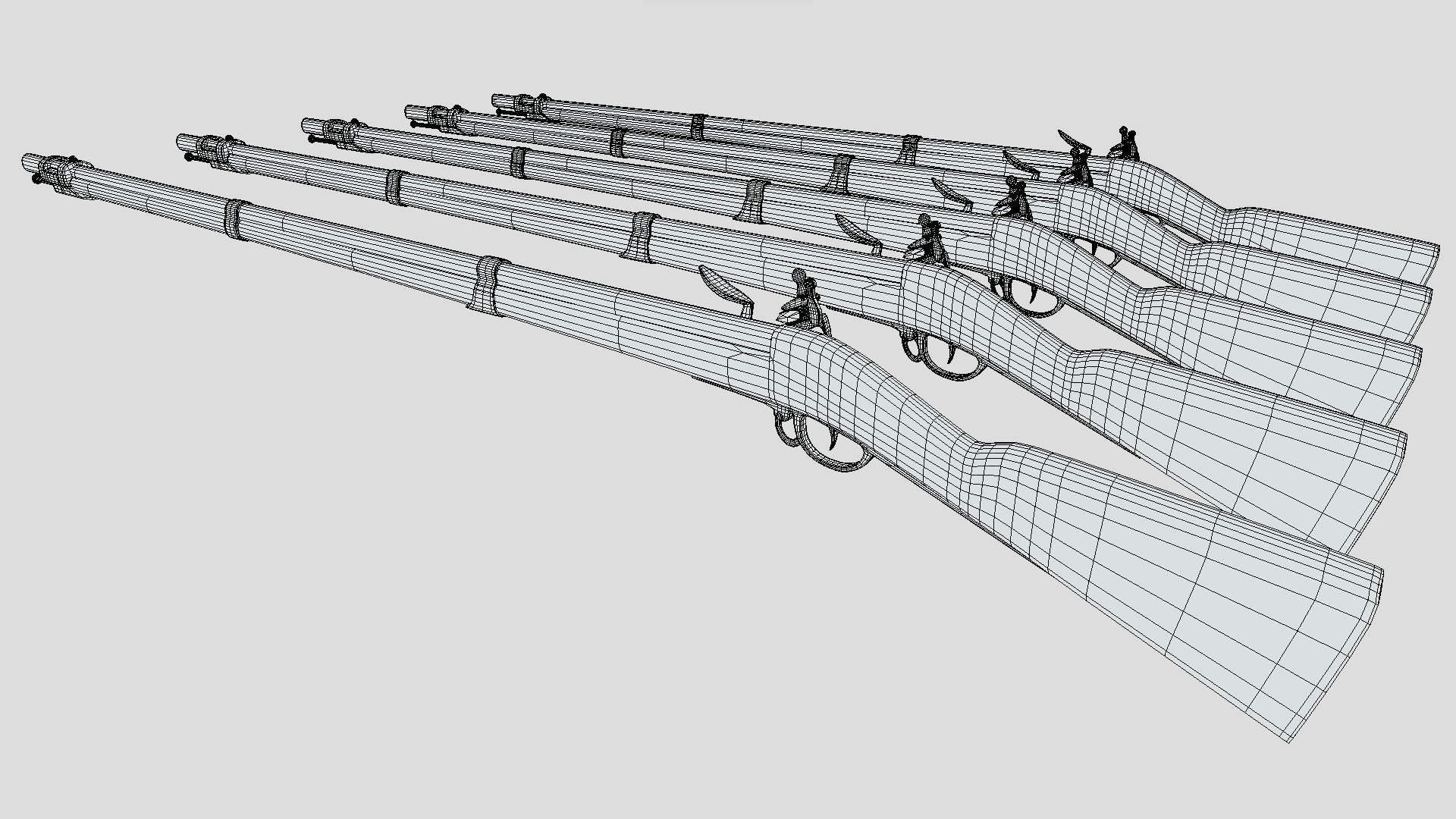 Low Poly PBR Flint Lock Rifle Low-poly 3D model_8