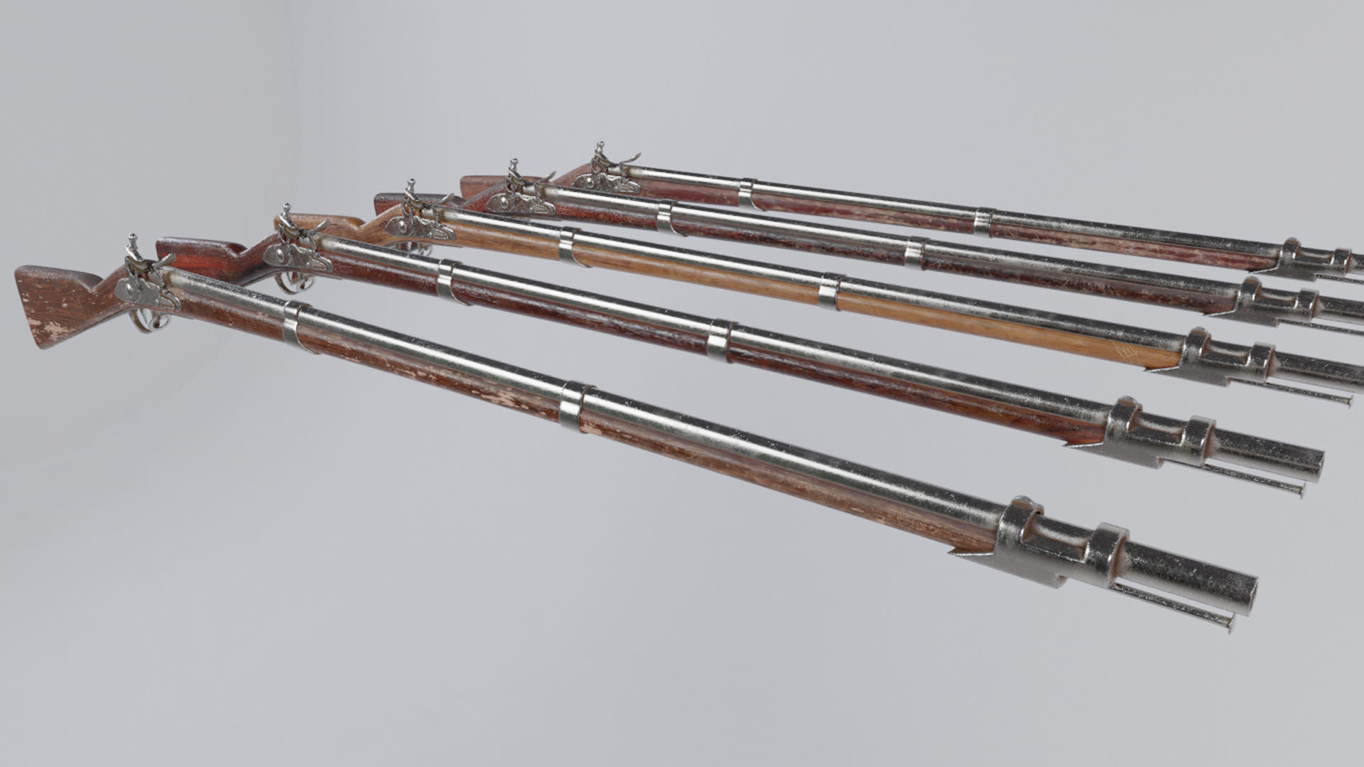 Low Poly PBR Flint Lock Rifle Low-poly 3D model_1