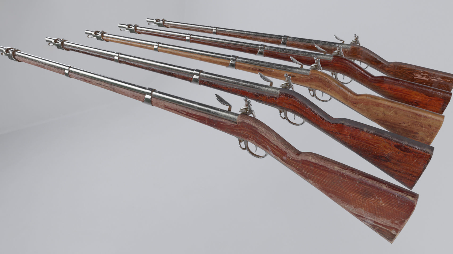 Low Poly PBR Flint Lock Rifle Low-poly 3D model_6