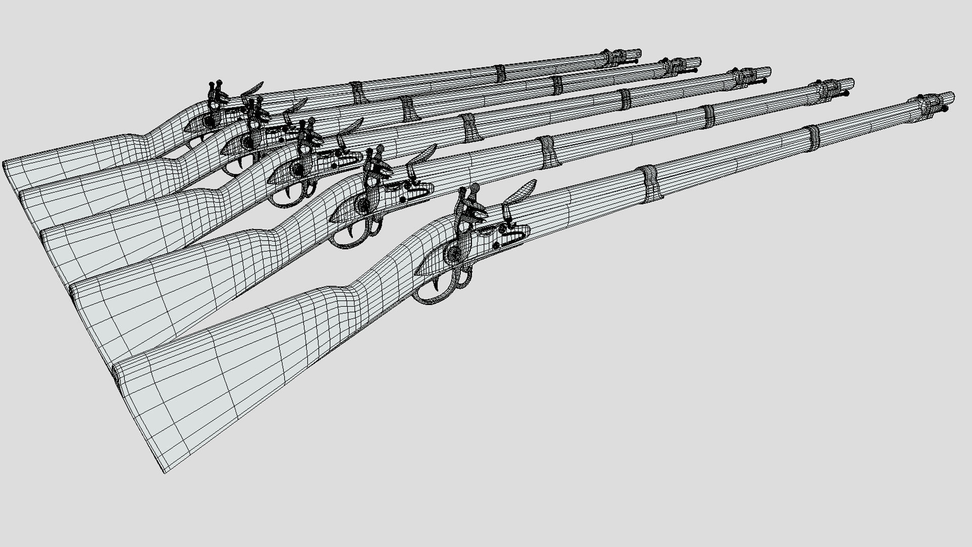 Low Poly PBR Flint Lock Rifle Low-poly 3D model_7