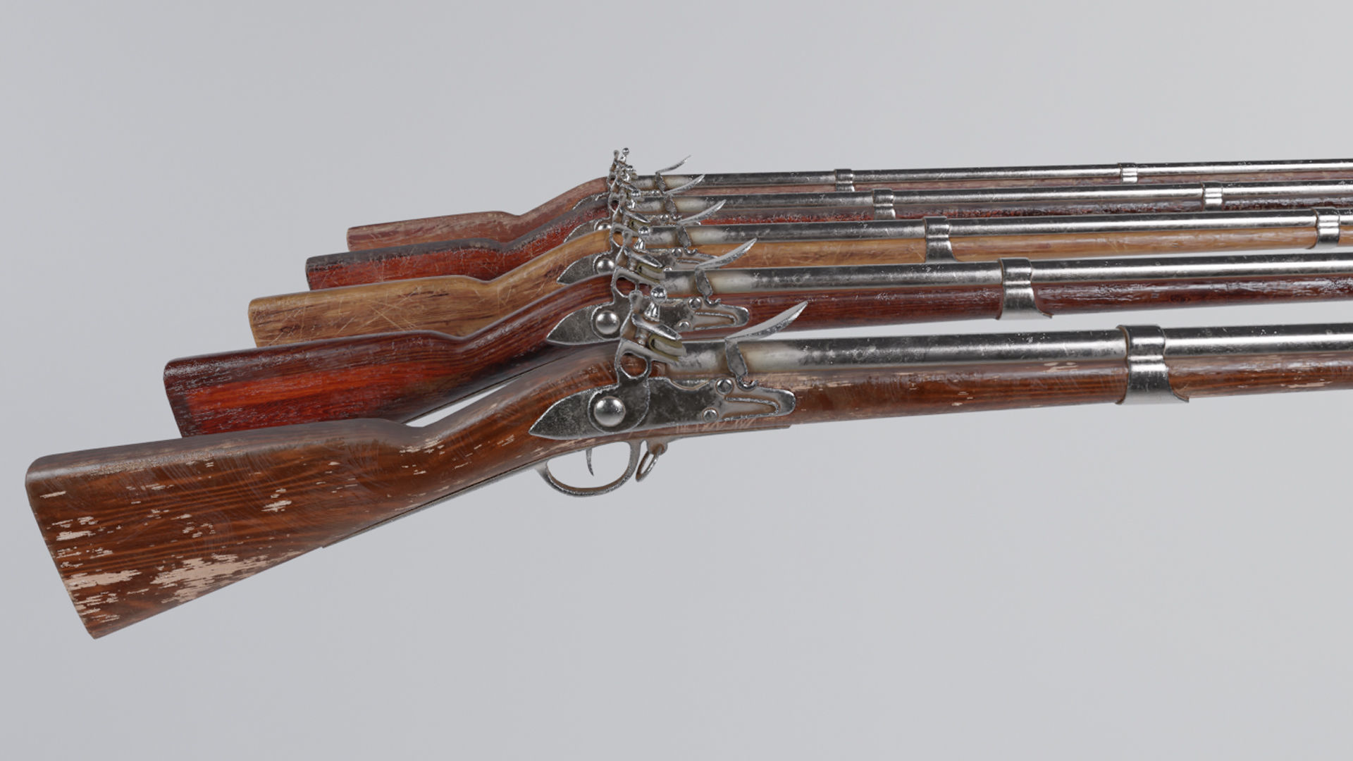 Low Poly PBR Flint Lock Rifle Low-poly 3D model_2