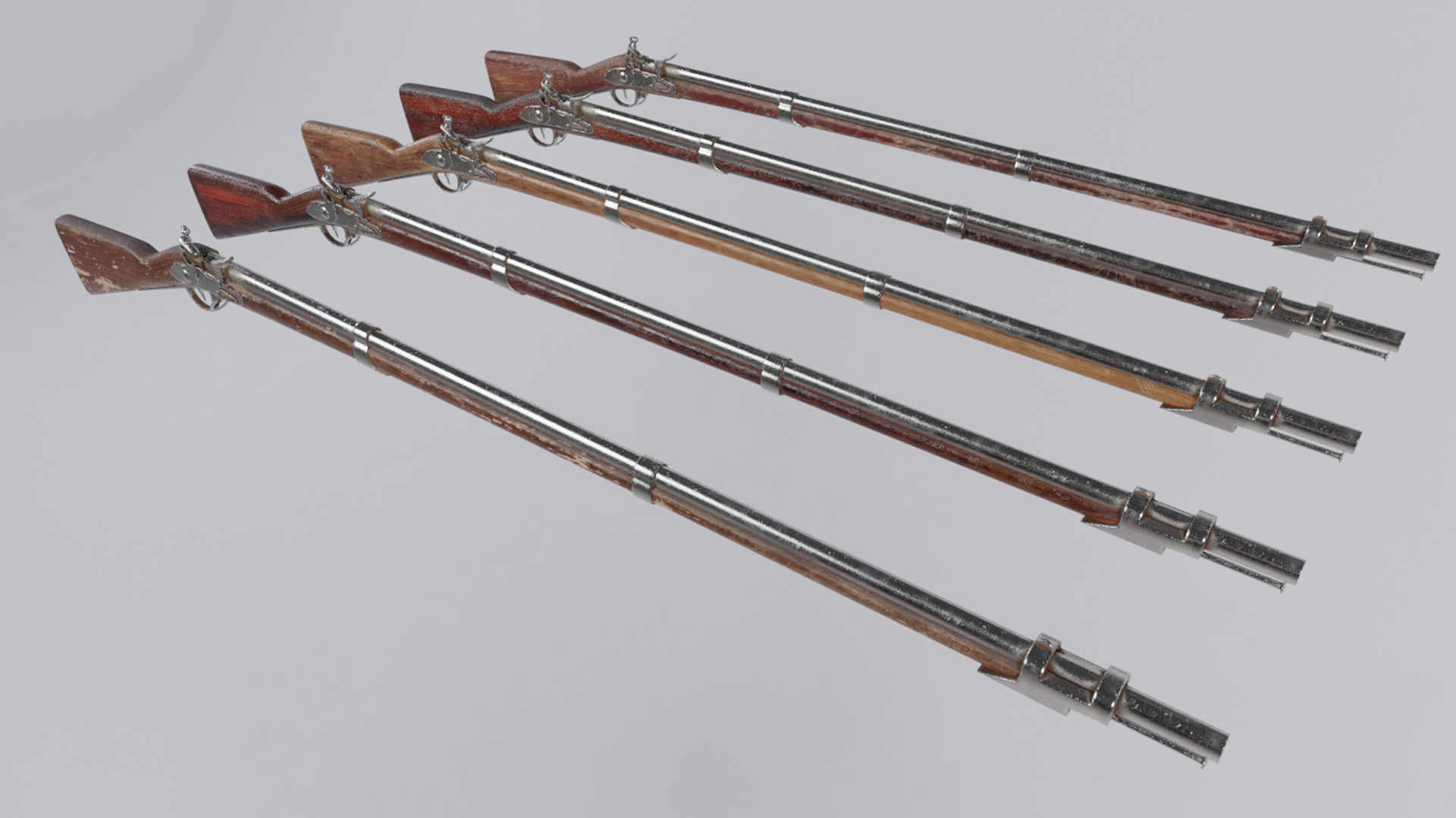 Low Poly PBR Flint Lock Rifle Low-poly 3D model_3