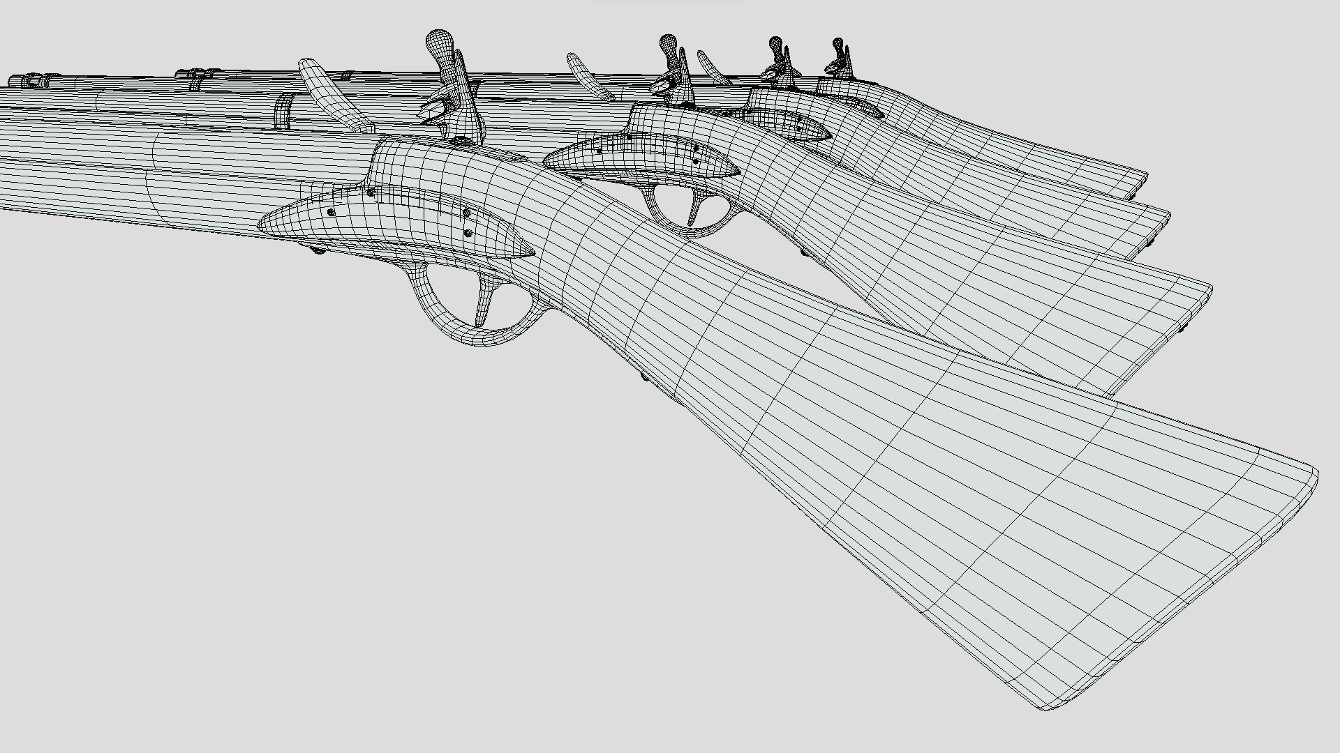 low Poly Game Ready PRB Flint Lock Rifle Low-poly 3D model_6