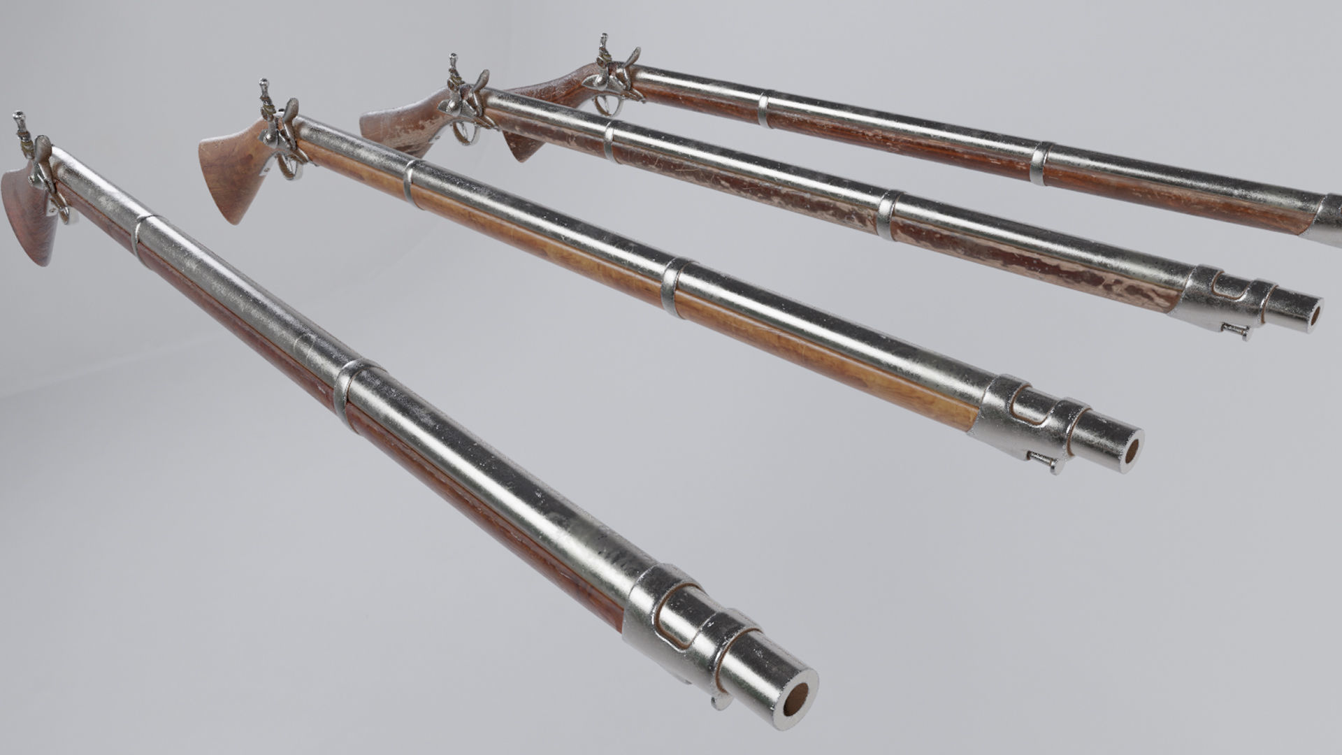 low Poly Game Ready PRB Flint Lock Rifle Low-poly 3D model_3