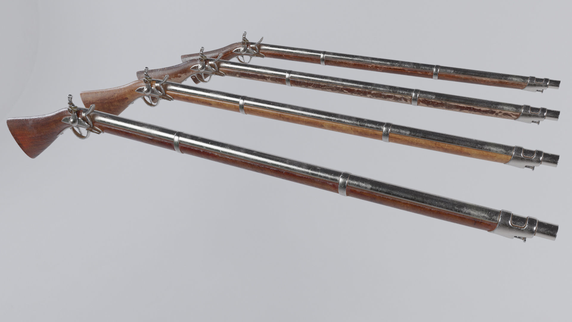 low Poly Game Ready PRB Flint Lock Rifle Low-poly 3D model_2