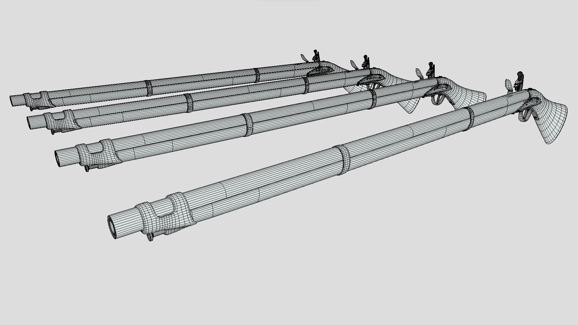low Poly Game Ready PRB Flint Lock Rifle Low-poly 3D model_5