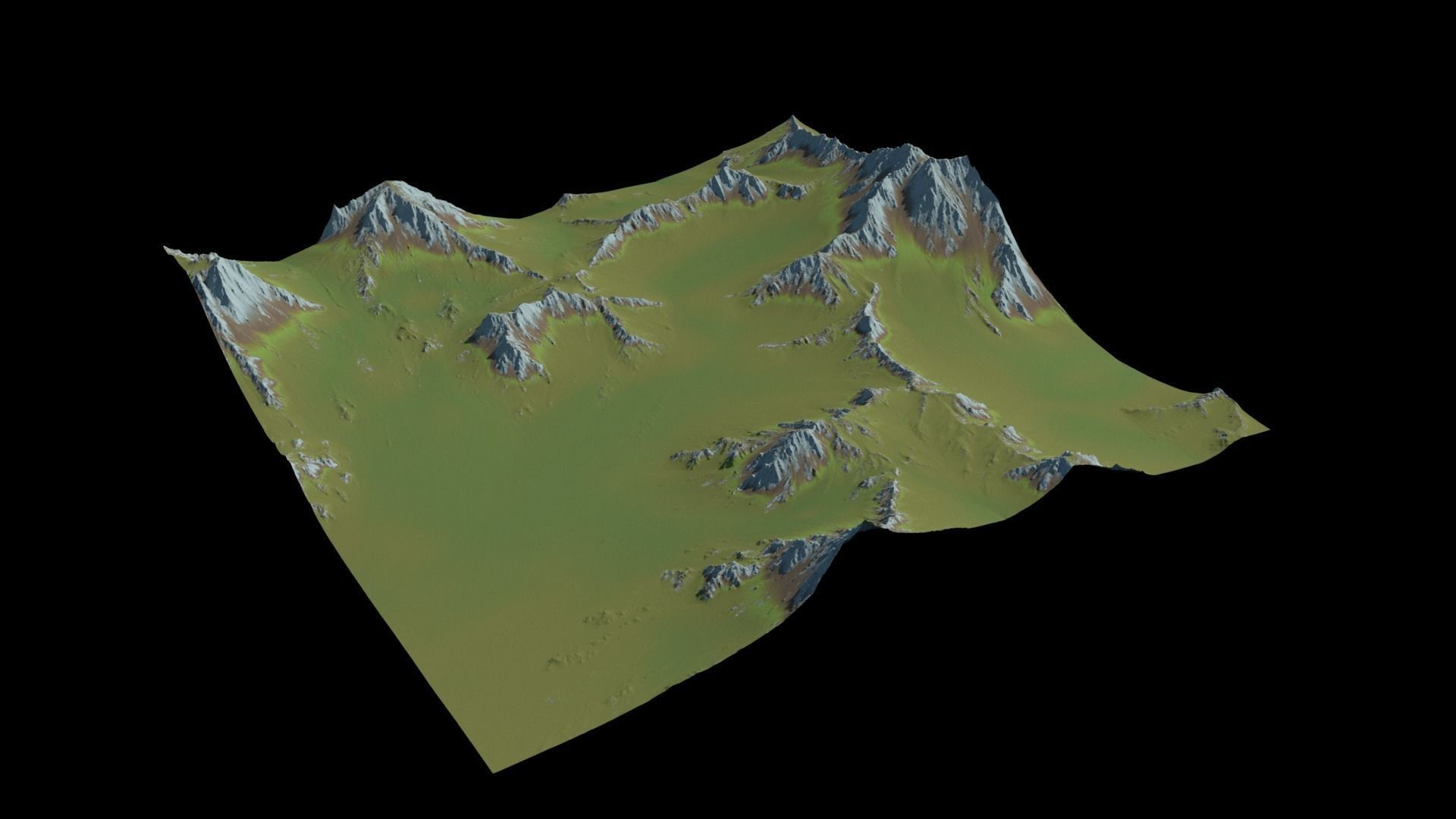 Grassy Mountain Landscape 3D model_2