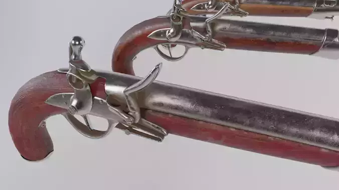 Low Poly PBR Flint Lock Musket Low-poly 3D model