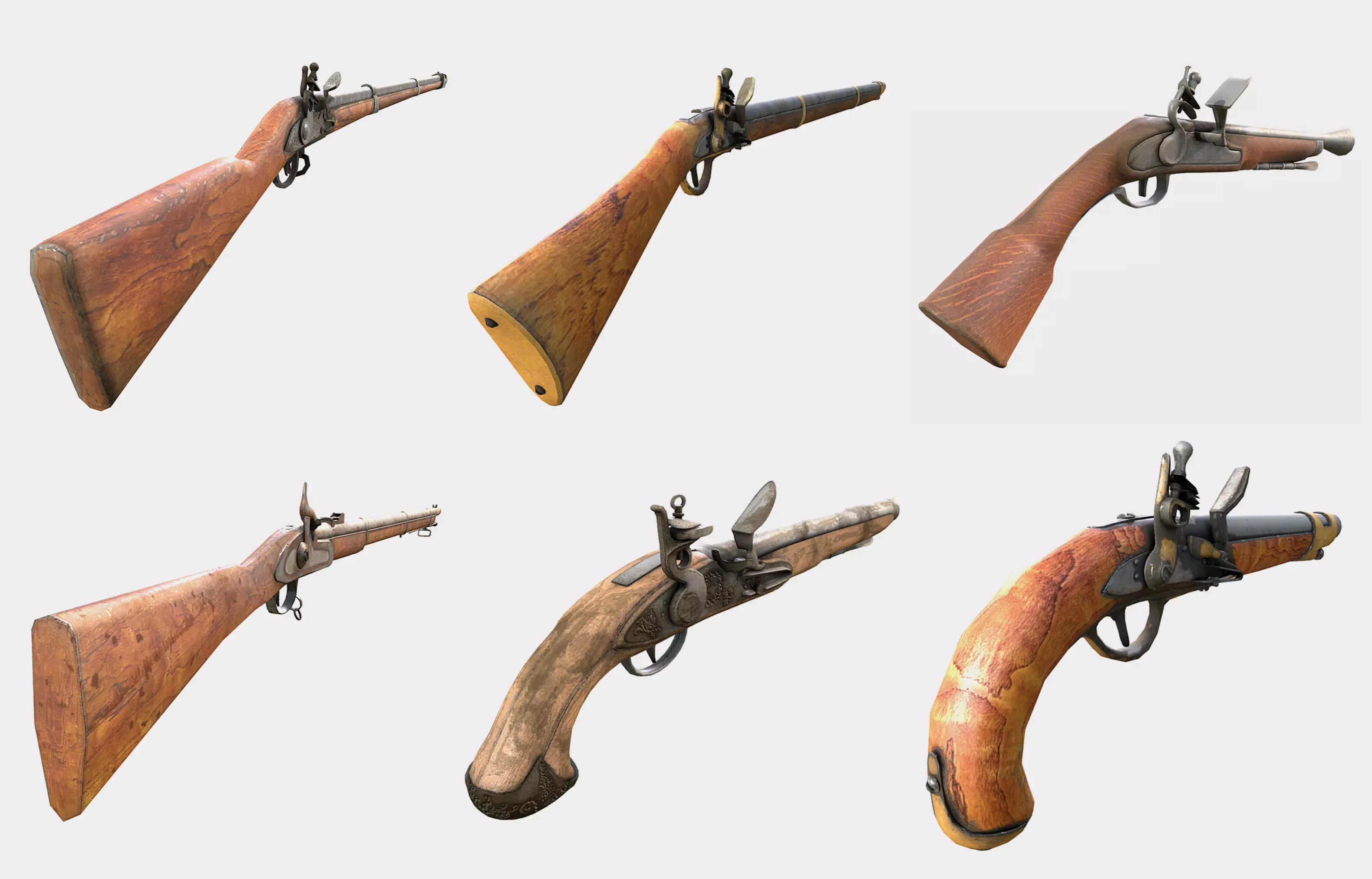 Muskets and Rifles Collection Low-poly 3D model_0