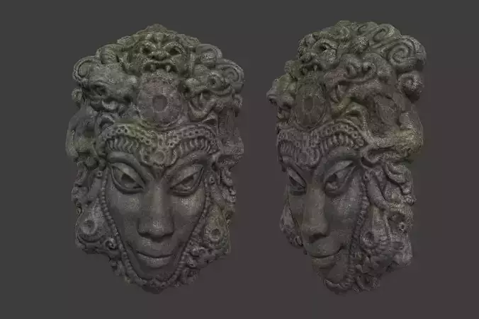 Mayan Tribal Mask 2 Low-poly 3D model