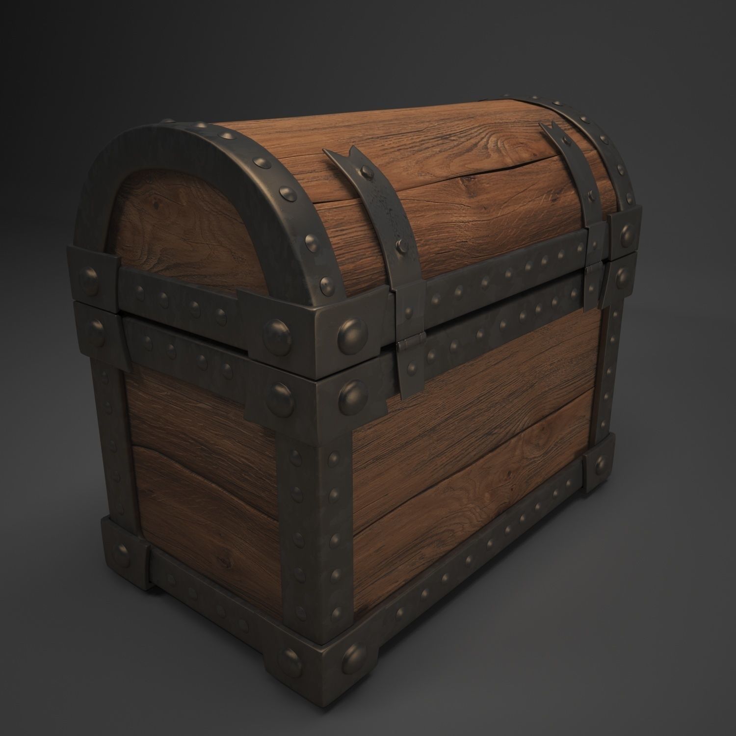 trunk wooden chest 3D model_3