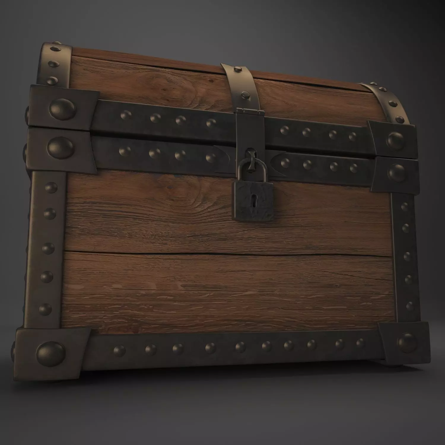 trunk wooden chest 3D model_0