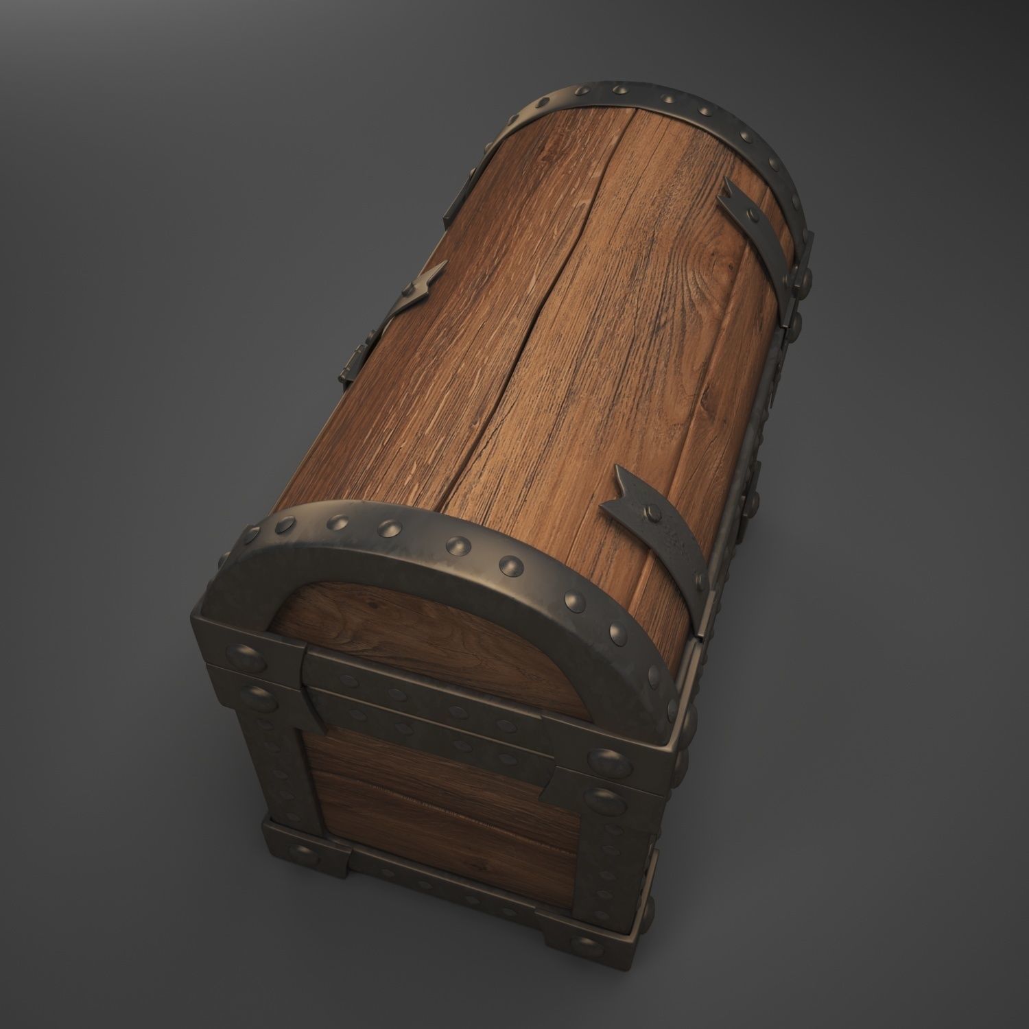 trunk wooden chest 3D model_1