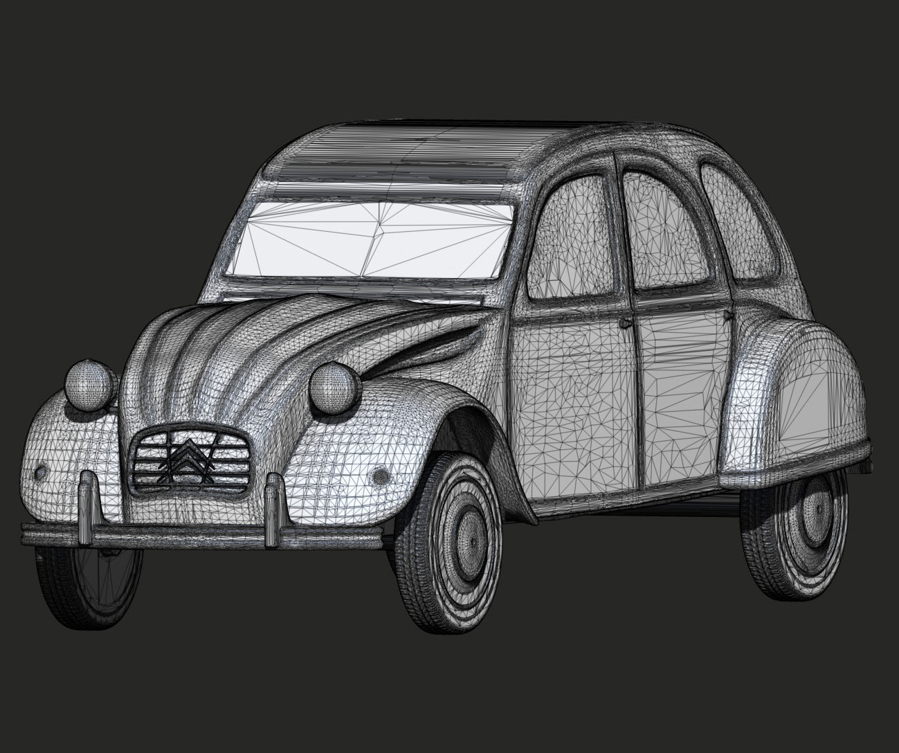 Old machine Citroen high poly model plus ready for print 3D print model_5