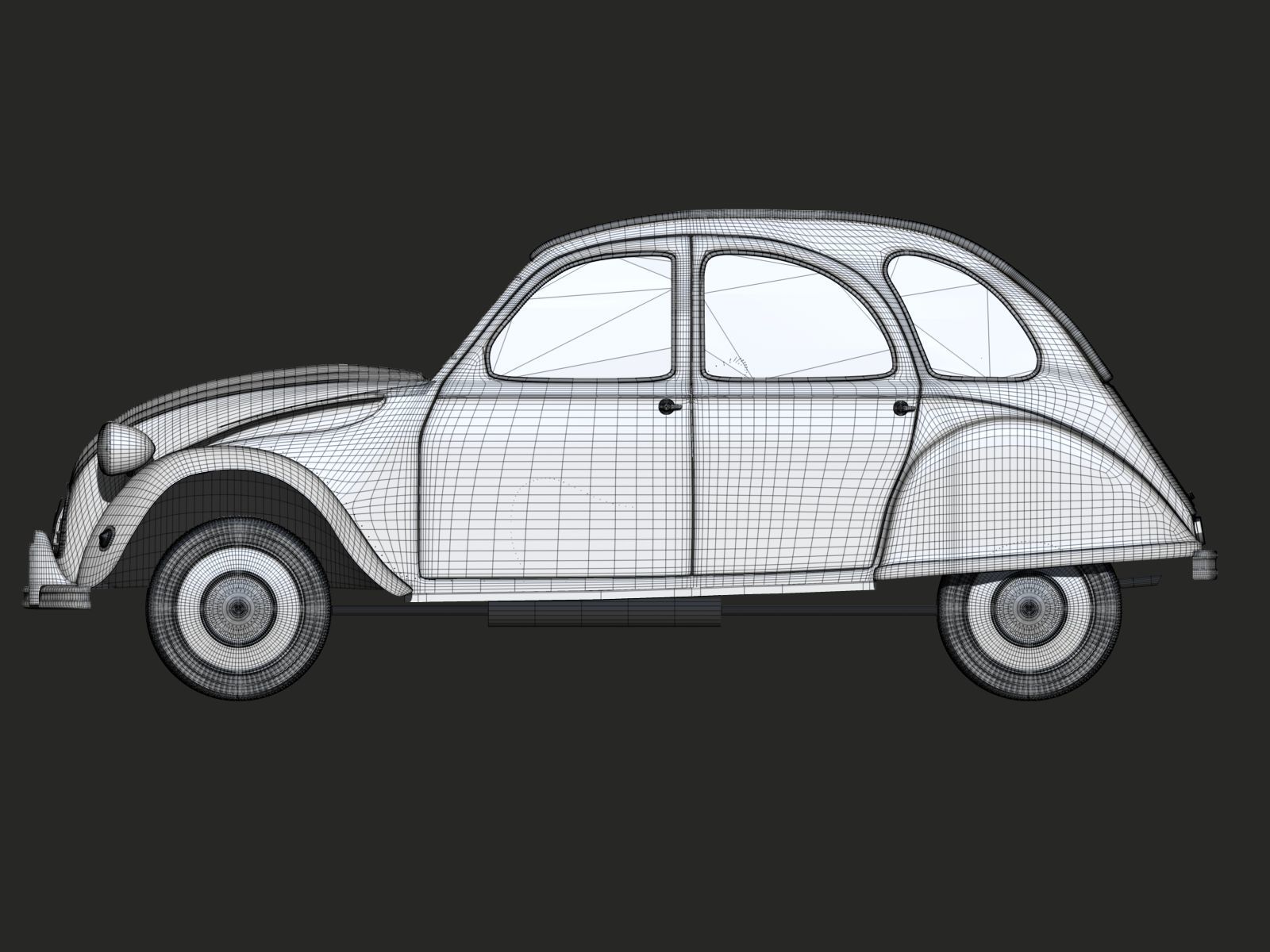Old machine Citroen high poly model plus ready for print 3D print model_3