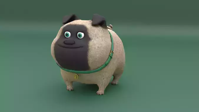 Funny cartoon dog Low-poly 3D model