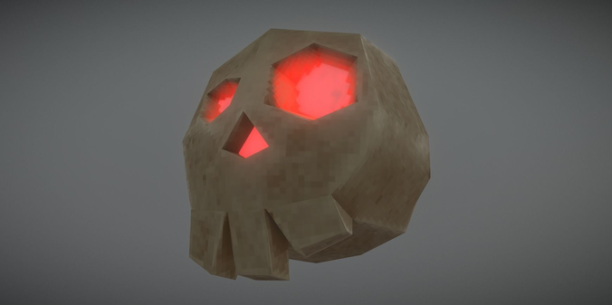 Pixelated Fantasy Skull Free low-poly 3D model
