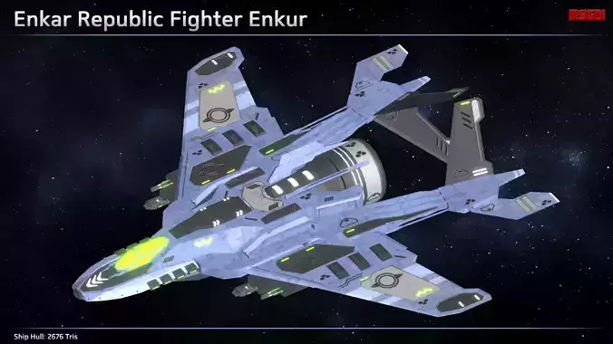 Spaceship Enkar Republic Fighter Enkur Low-poly 3D model