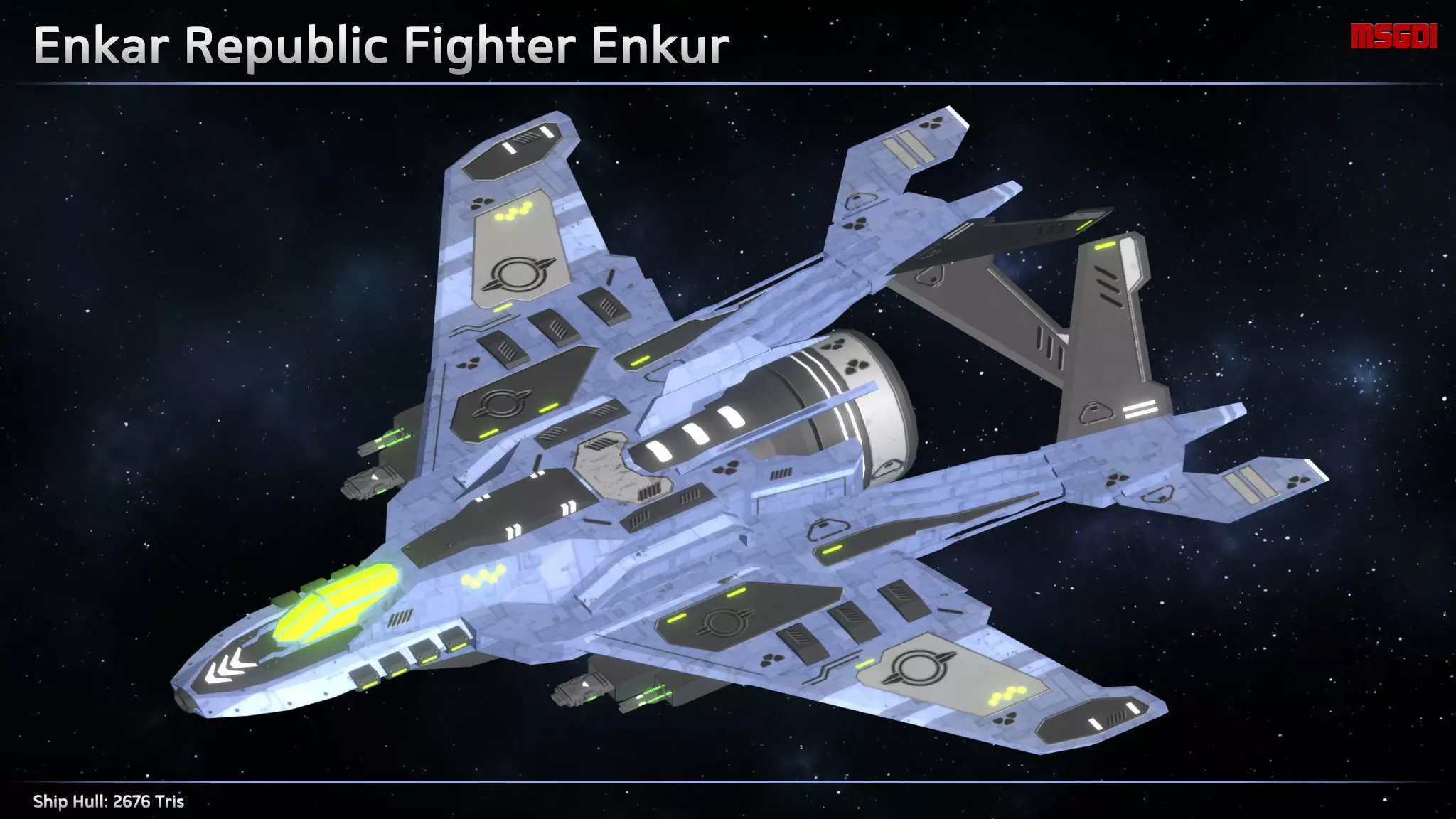 Spaceship Enkar Republic Fighter Enkur Low-poly 3D model_0