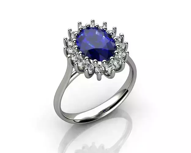 White Gold Diamond and Sapphire Cluster Ring
