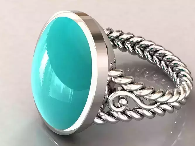 kengkod016 silver ring with turquoise stone