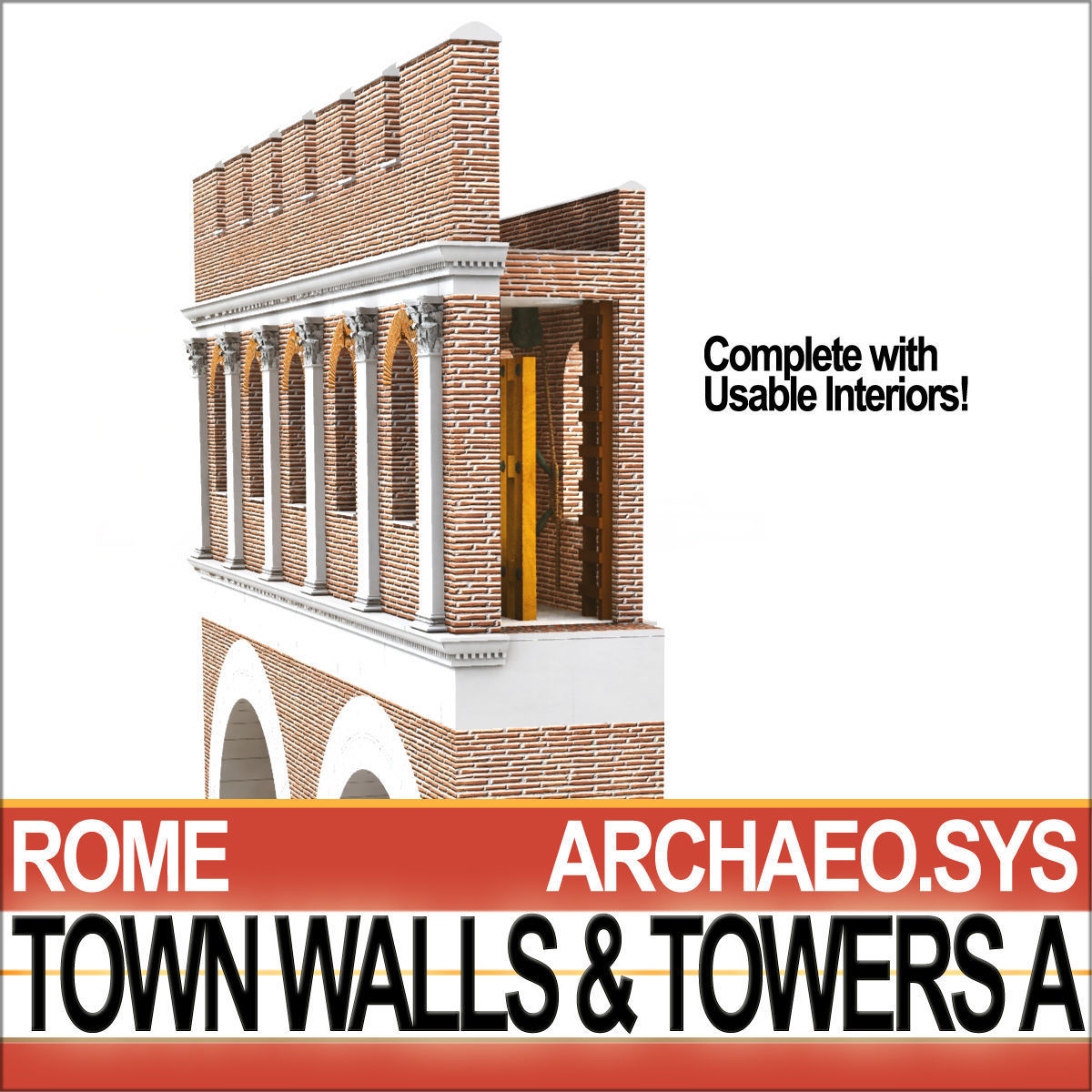 Ancient Roman Town Walls And Towers A 3D model_9