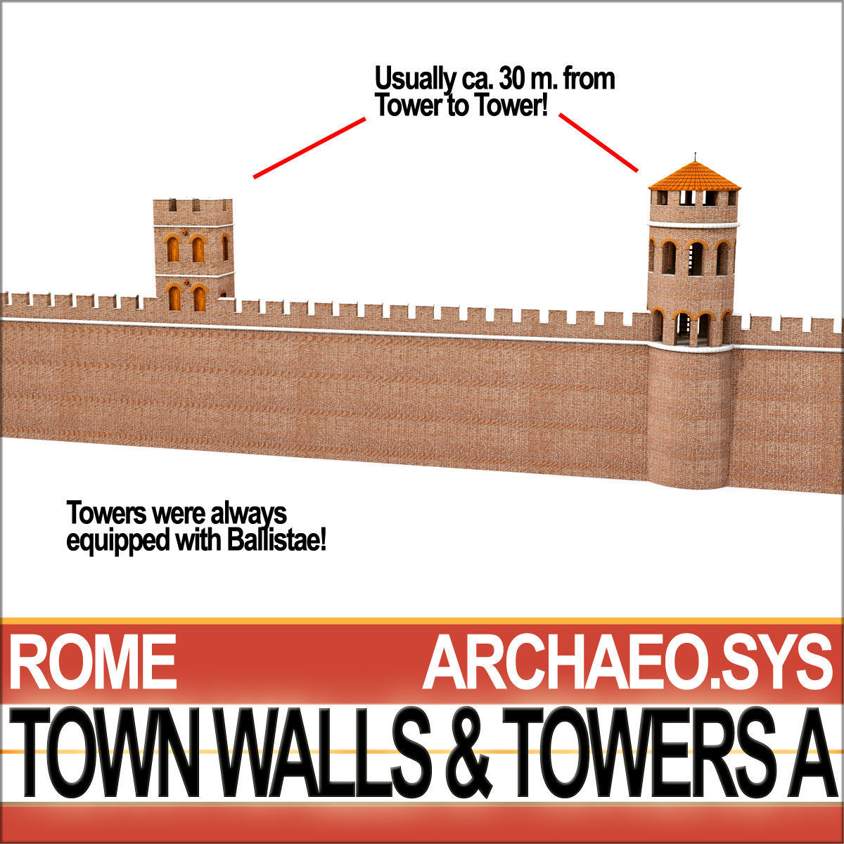Ancient Roman Town Walls And Towers A 3D model_8