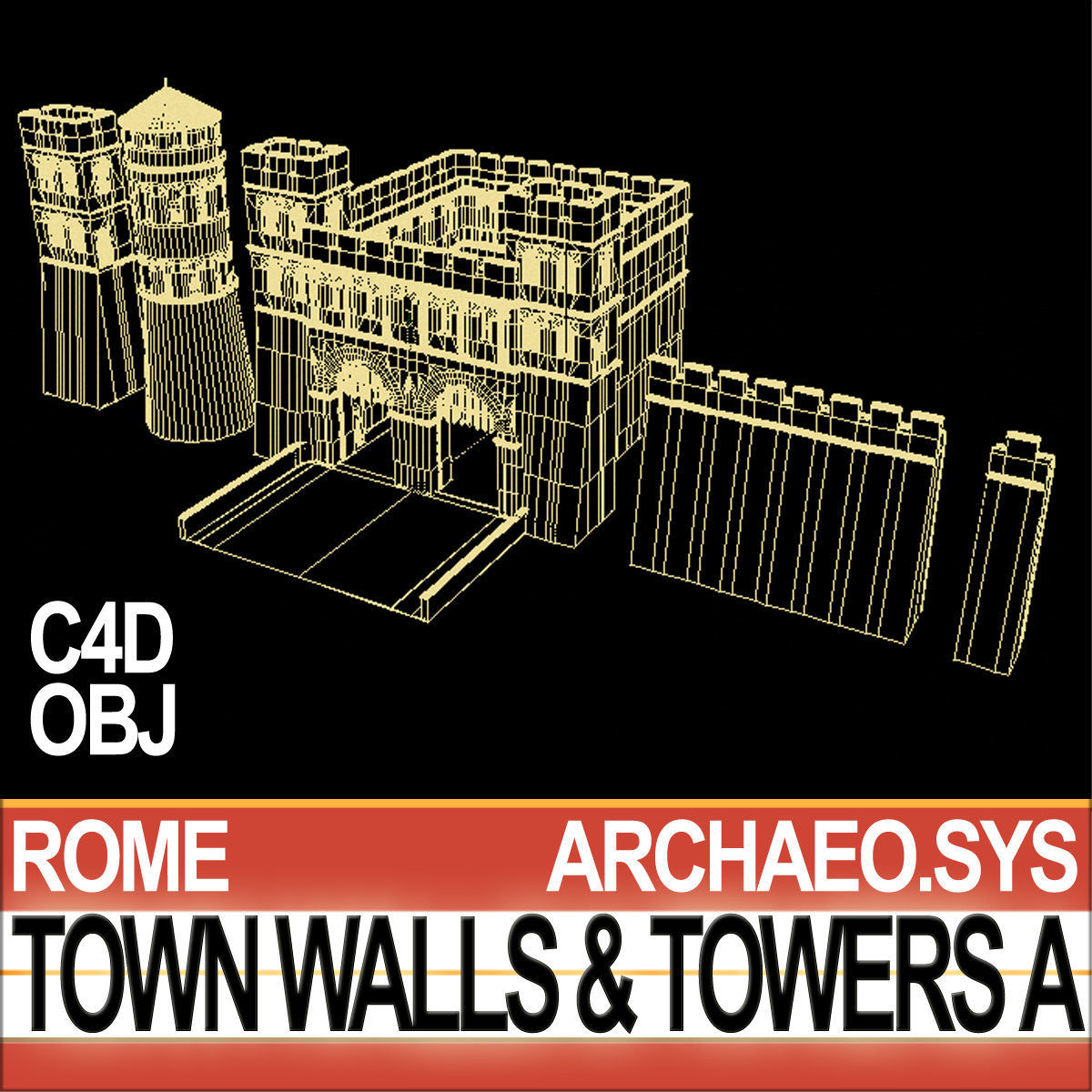 Ancient Roman Town Walls And Towers A 3D model_12