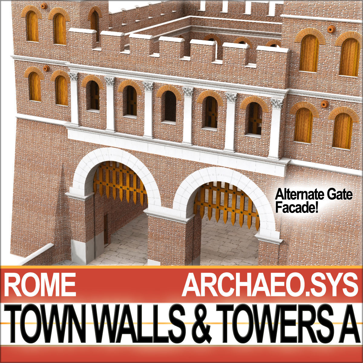 Ancient Roman Town Walls And Towers A 3D model_6