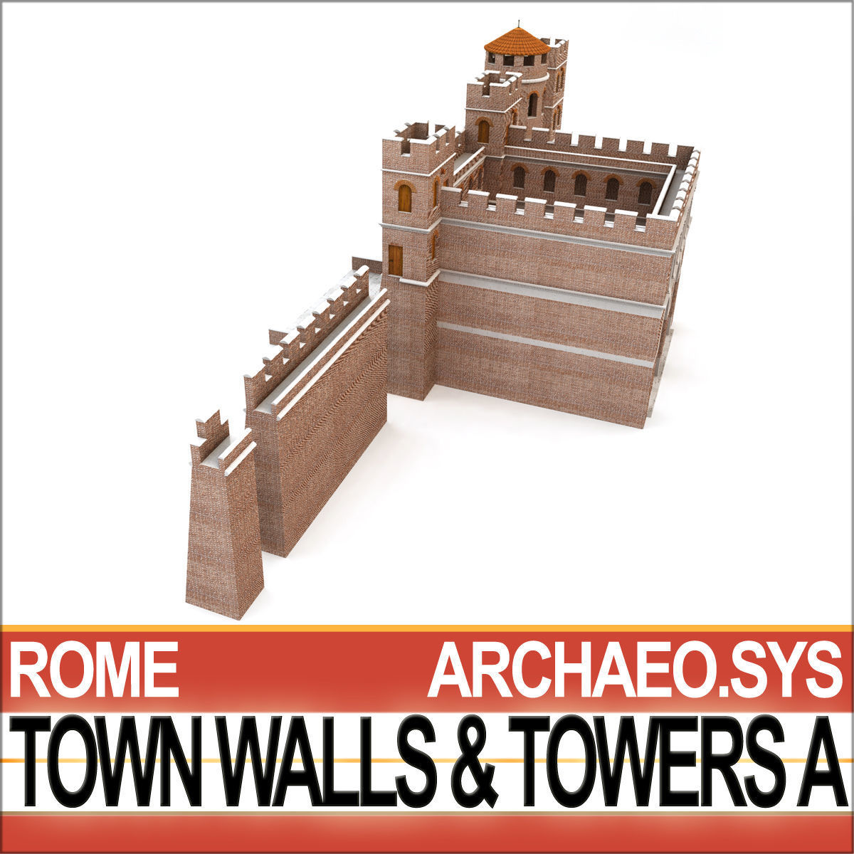 Ancient Roman Town Walls And Towers A 3D model_2