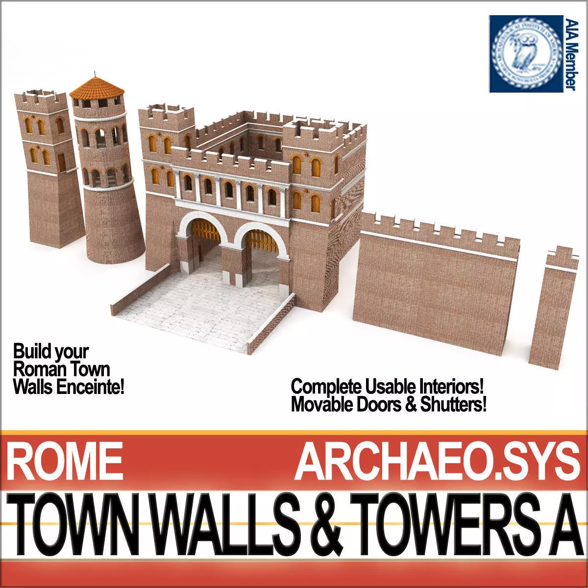 Ancient Roman Town Walls And Towers A 3D model_0