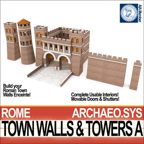 Ancient Roman Town Walls And Towers A 3D model