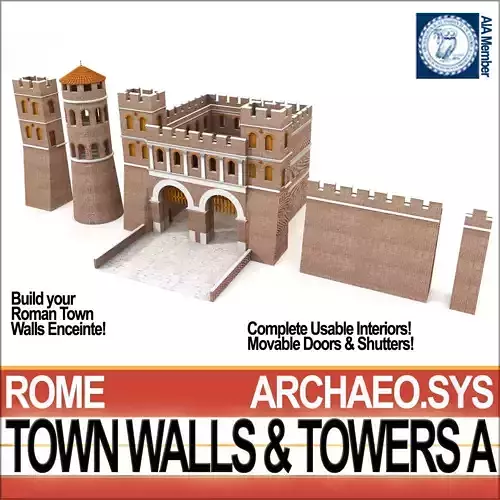 Ancient Roman Town Walls And Towers A 3D model