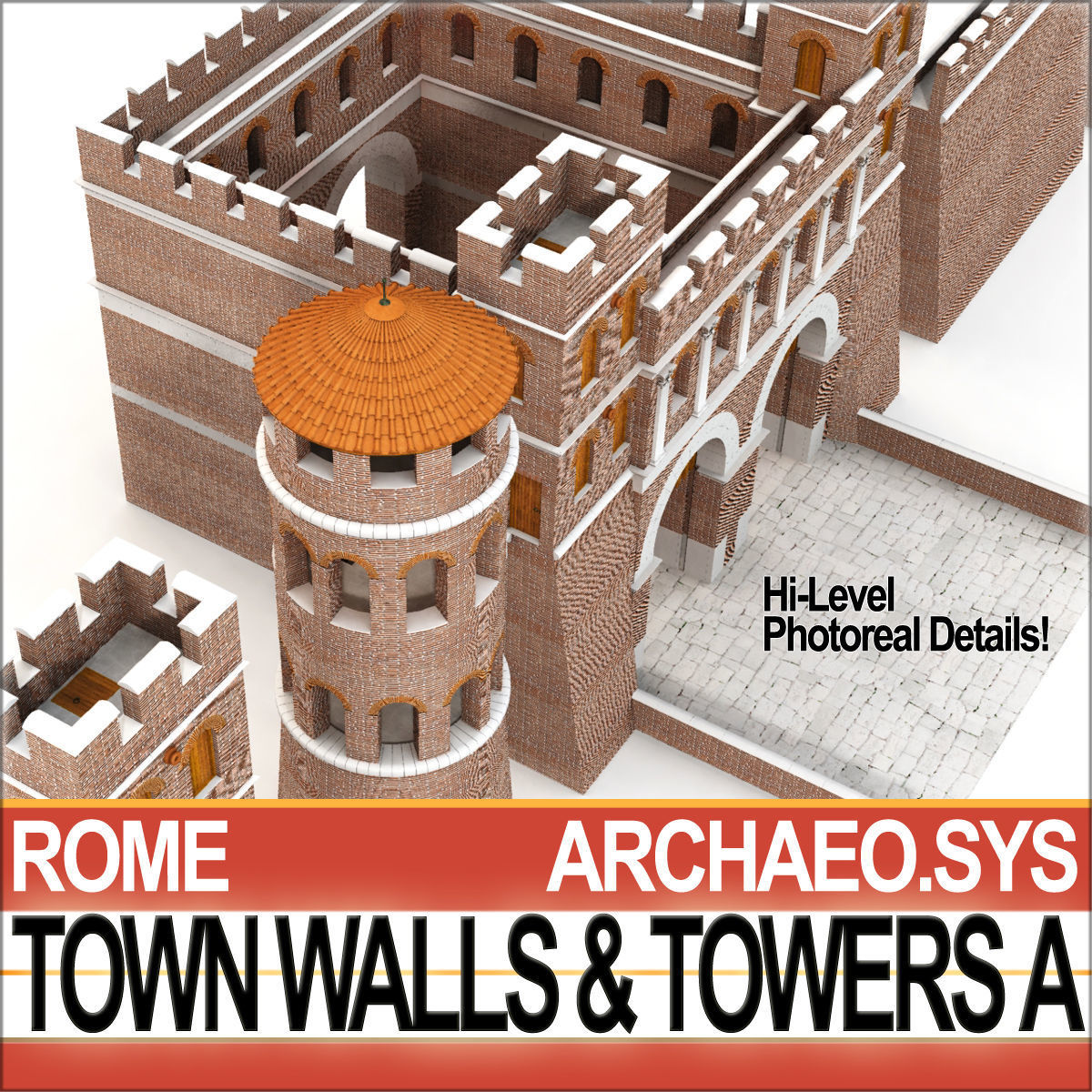 Ancient Roman Town Walls And Towers A 3D model_4