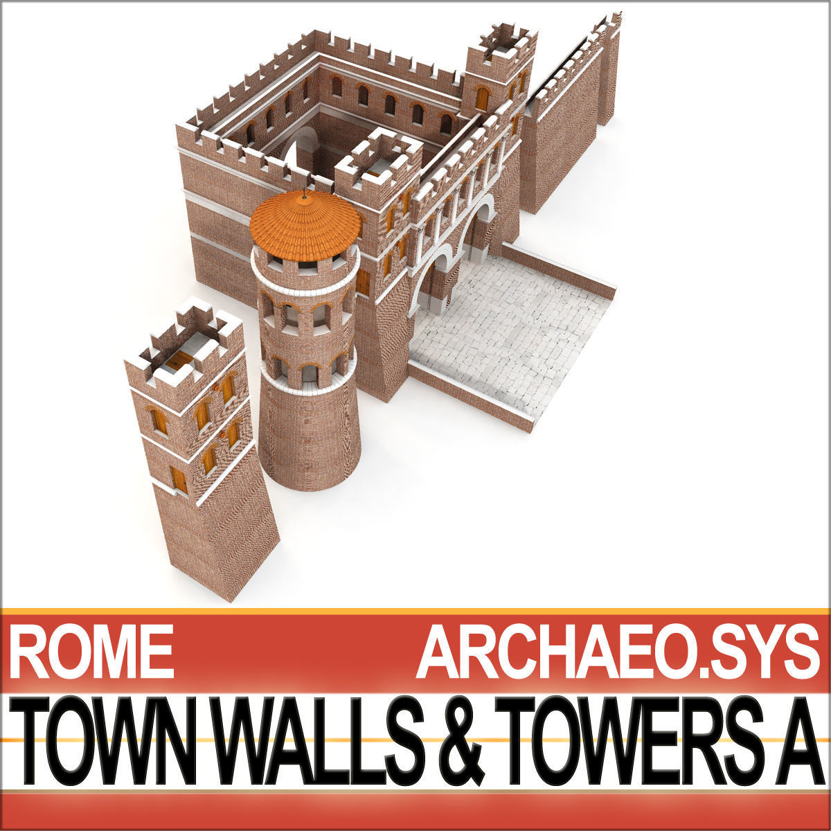 Ancient Roman Town Walls And Towers A 3D model_3