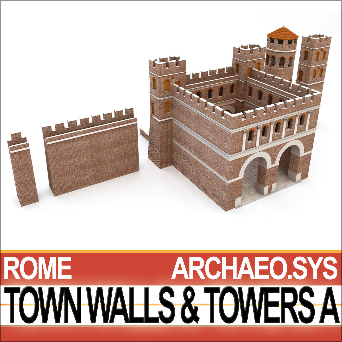 Ancient Roman Town Walls And Towers A 3D model_1