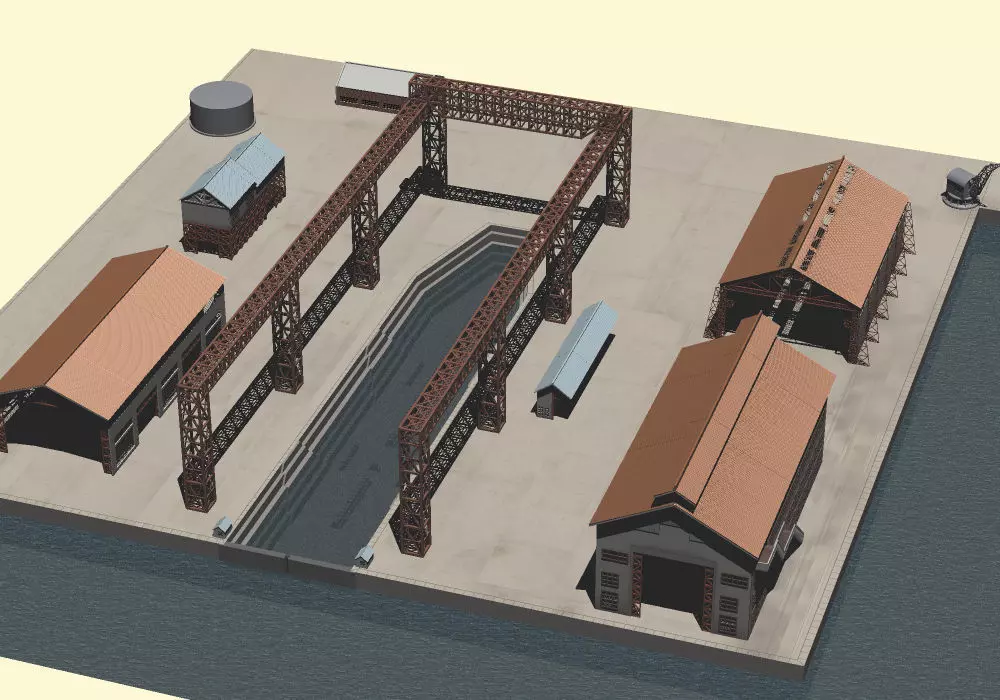 Imperial Japanese Naval Ship Yard 3D model_0