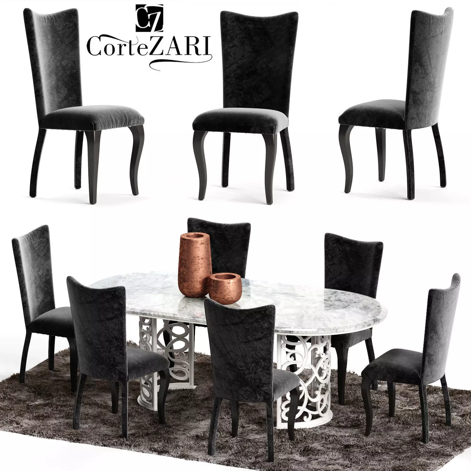 Corte Zari EVA Chair and FLORA Table 3D model_0