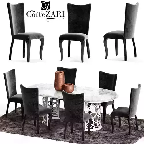 Corte Zari EVA Chair and FLORA Table 3D model