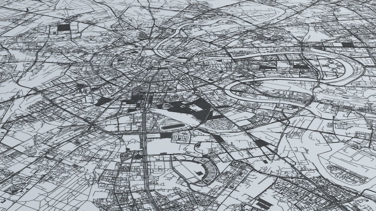 Moscow Road Network and Streets 3D model_4