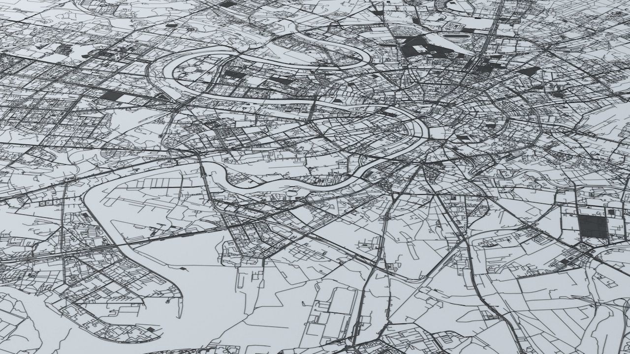 Moscow Road Network and Streets 3D model_3