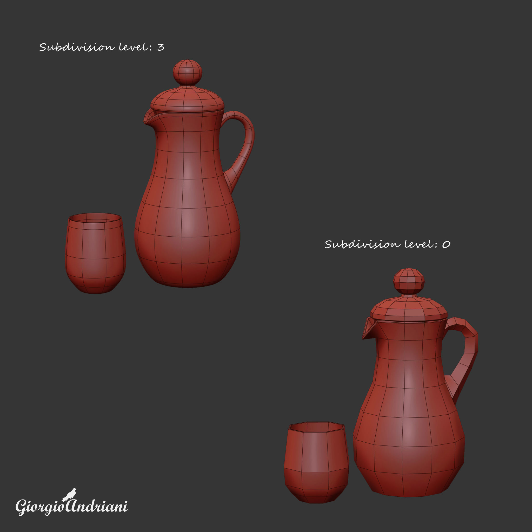 Set 6209 chinese teapot and cup Low-poly 3D model_5