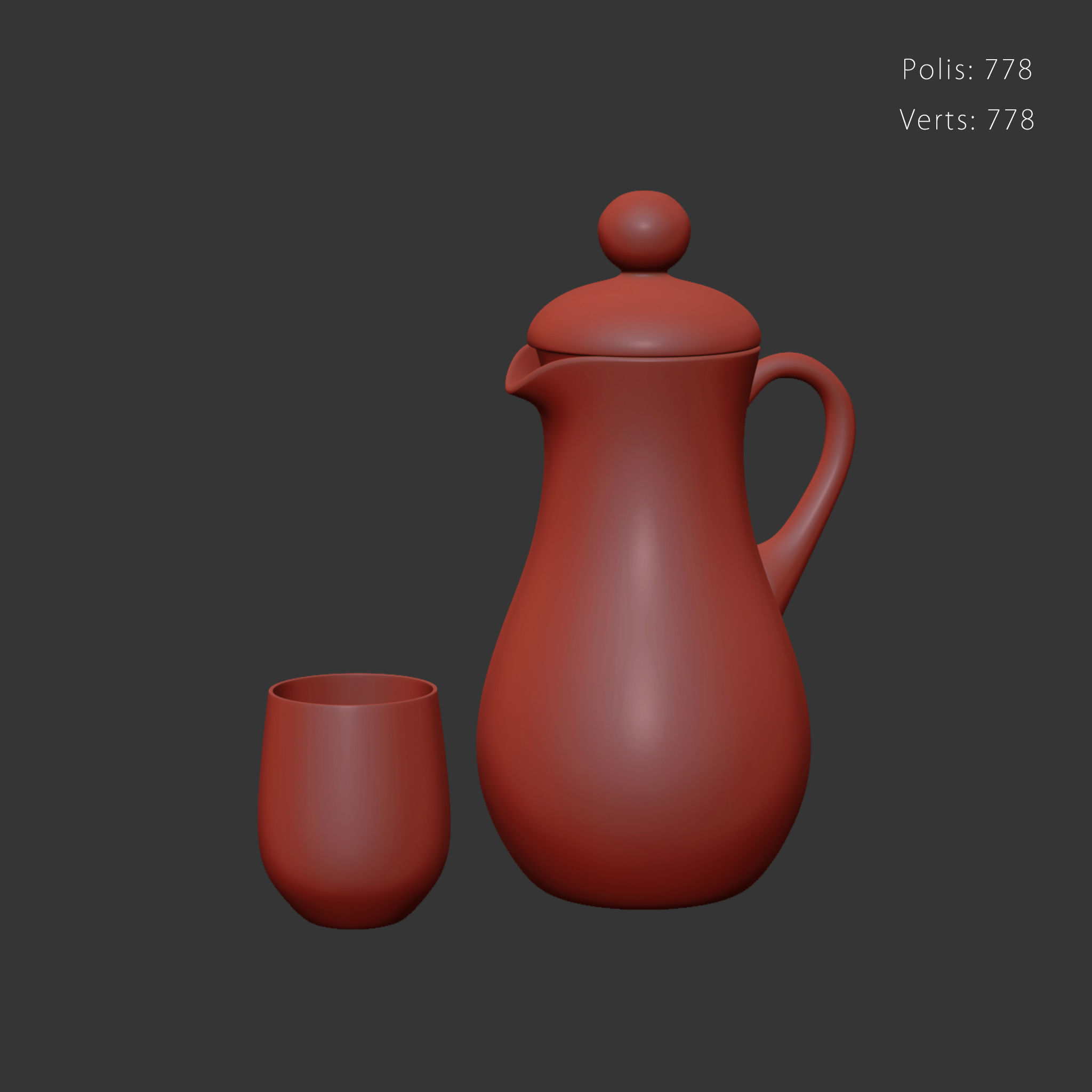 Set 6209 chinese teapot and cup Low-poly 3D model_4